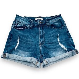 Kancan Distressed Cuffed Denim Jean Shorts size 7/27 Cotton Rayon Spandex
